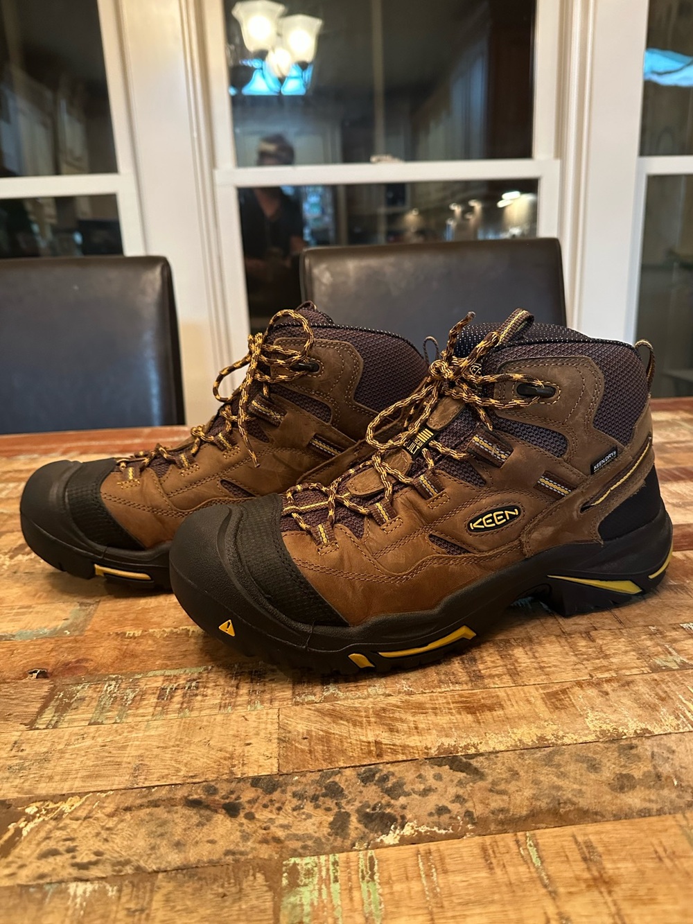 New Keen Utility steel toe waterproof work boots brown leather black mens 12D 12